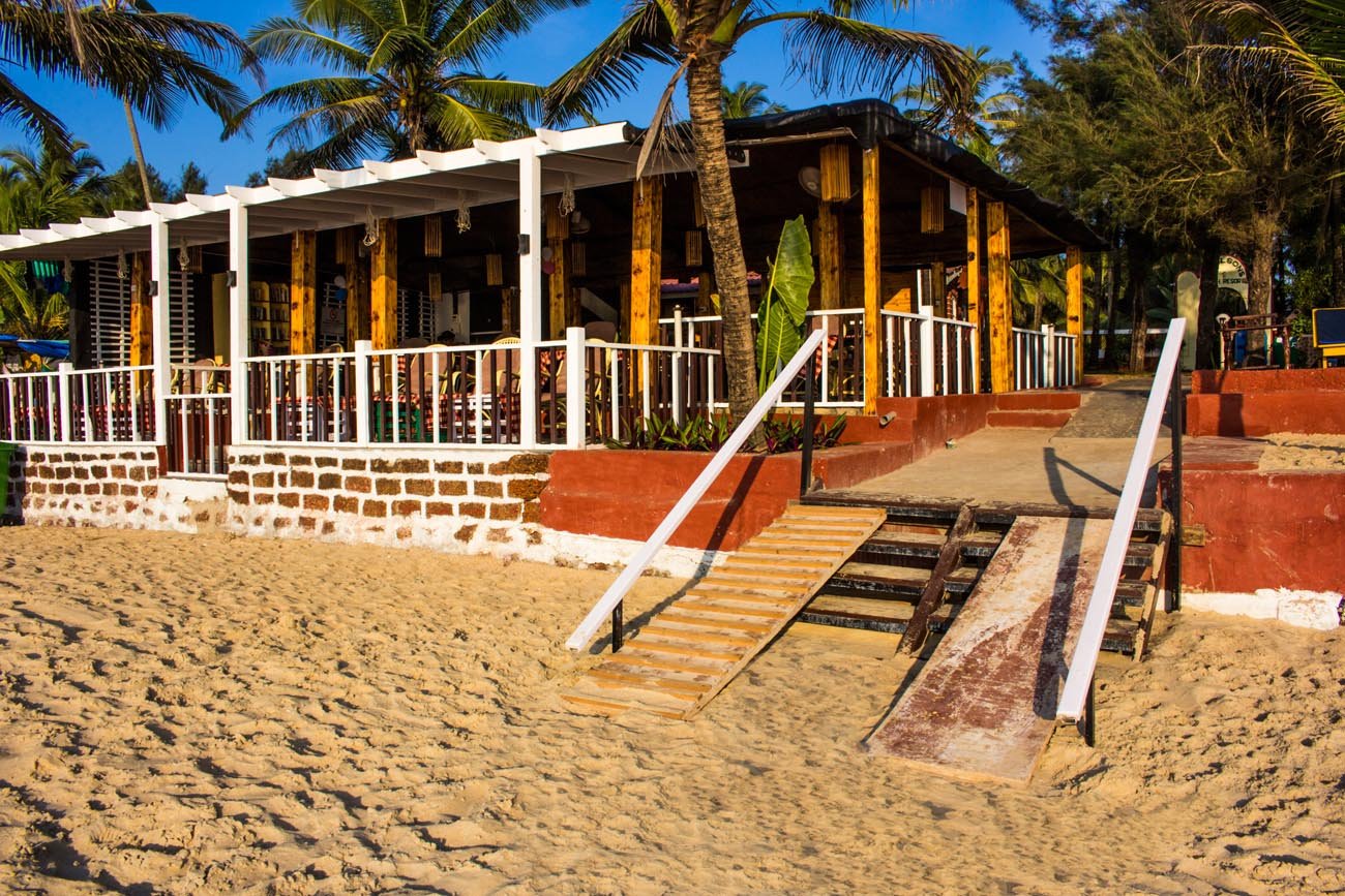 The resort restaurant seen from the beach